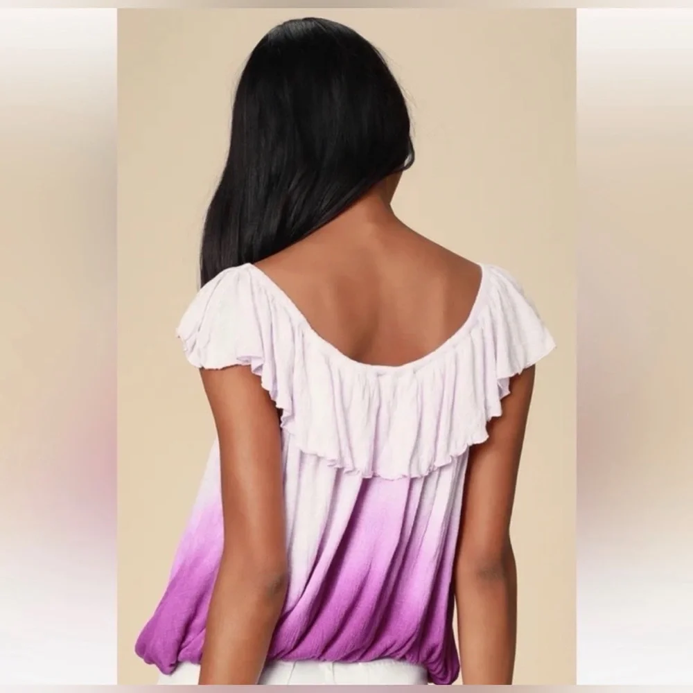 FREE PEOPLE CORA LEE Off the Shoulder Ombré Top med nwt - Picture 2 of 6